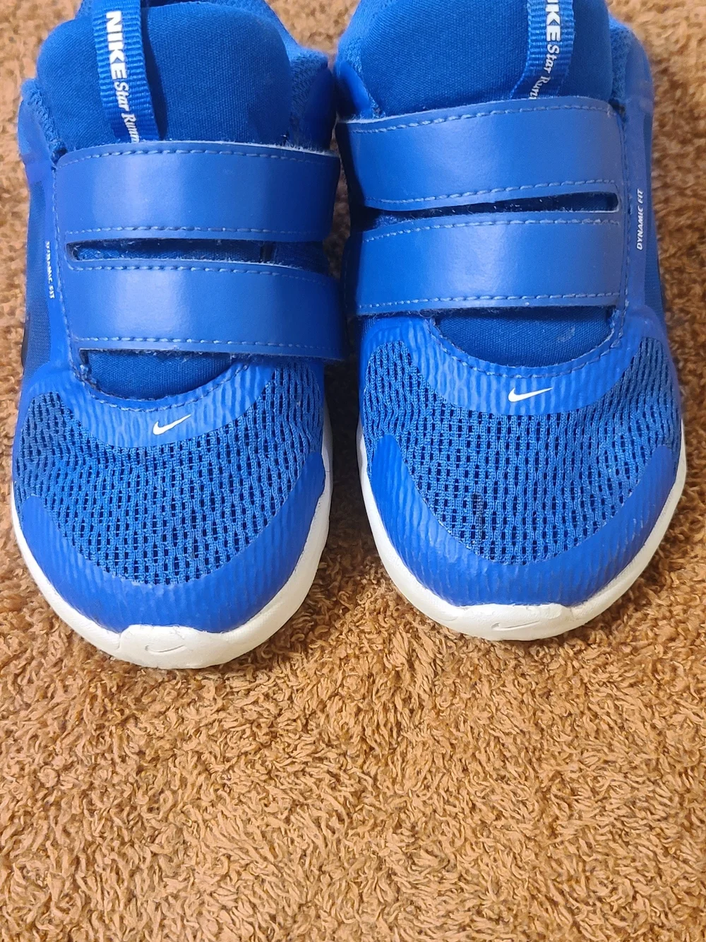 Nike Toddler Royal Blue Velcro Sneakers with Black Swoosh